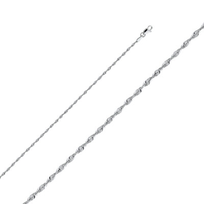 Pre-owned Wellingsale 14k White Gold Solid 2mm Solid Rope Chain Necklace