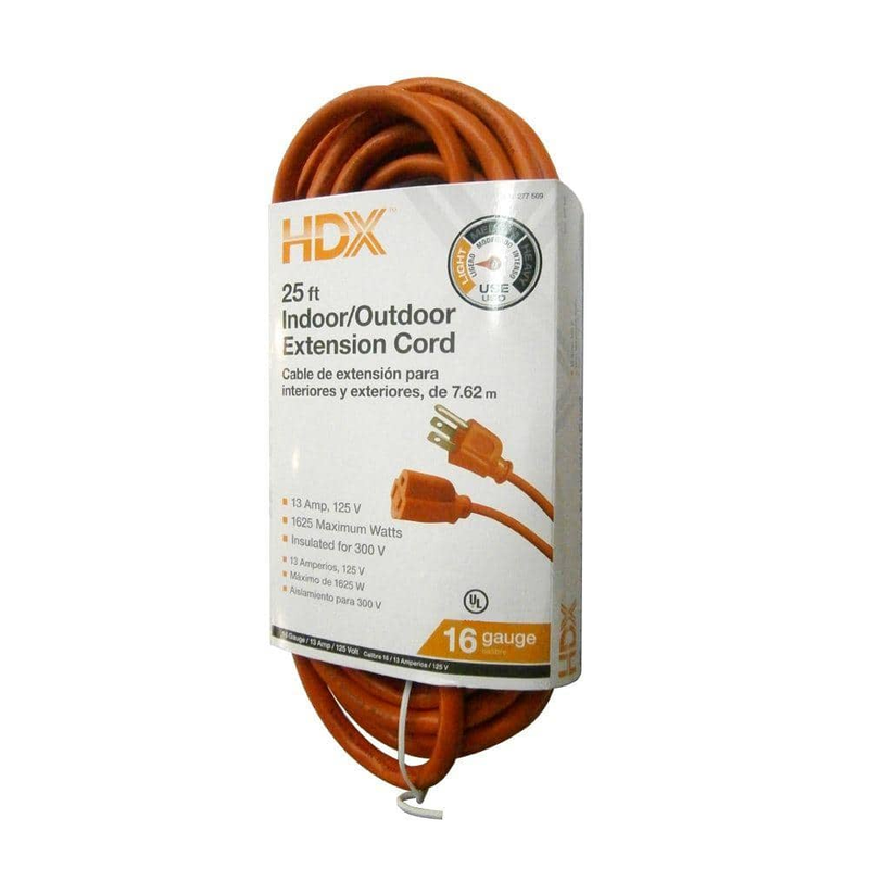 Orange Extension Cord, Light-Duty Durable Indoor/Outdoor Electrical Plug