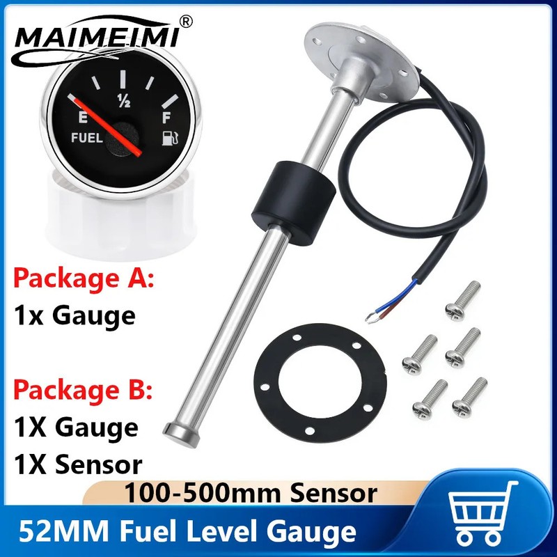 52mm 0~190 ohm Fuel Level Gauge with Stainless Steel Fuel Float Level Sensor Oil