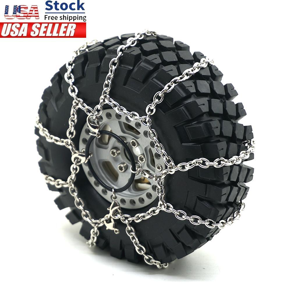 2/4PCS Anti-Skid Snow Tire Safety Flexible Chains for 1/10 RC TRX-4 Crawler Car