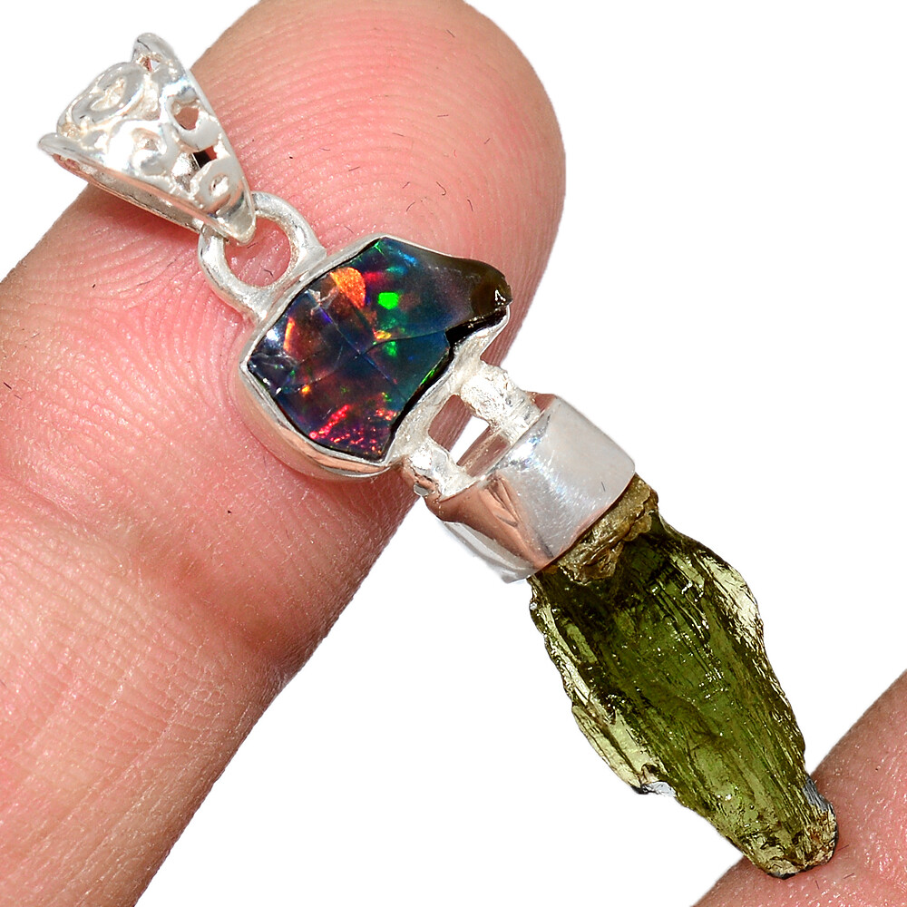 Genuine Czech Moldavite & Chalama Black Opal Rough 925 ...