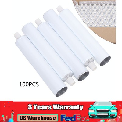 100pcs Aluminum Empty Toothpaste Tubes Unsealing Tubes with Needle Cap White US