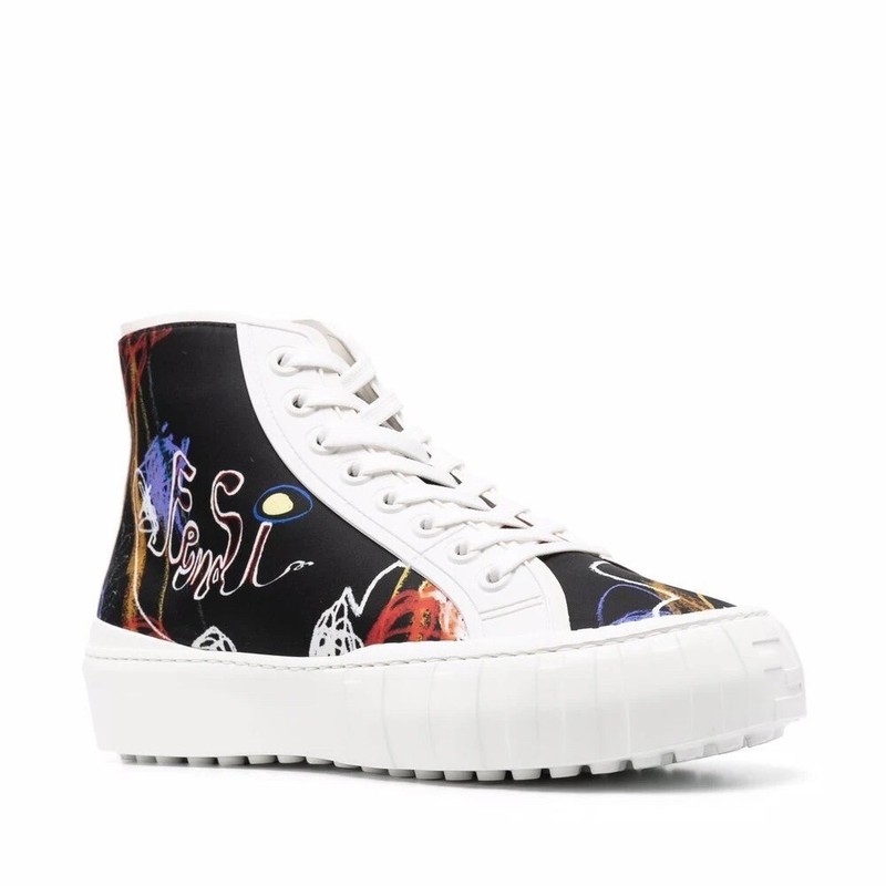 Fendi Force High Top Sneakers Noel Graffiti Scribble Trainers Size