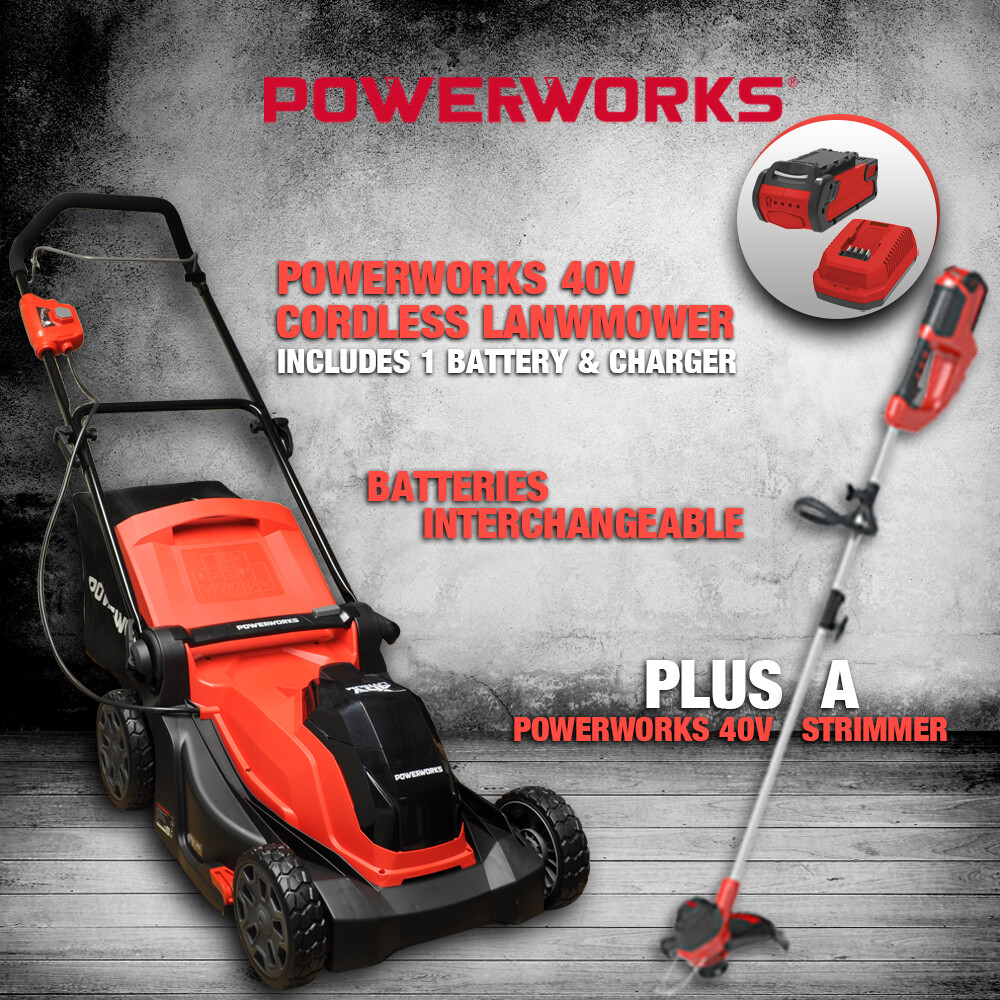 cordless lawnmower and trimmer