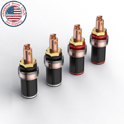 4pcs Red Copper Plated Binding Post HiFi Banana Female Adapter Speaker Terminal