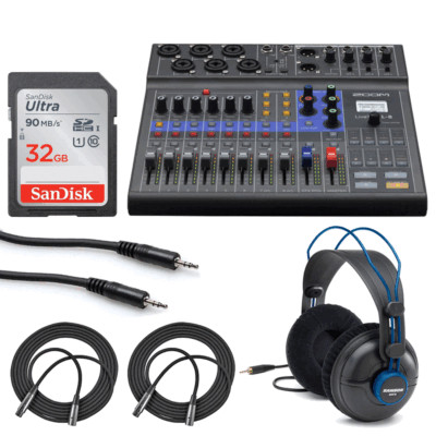Zoom LiveTrak L-8 Digital Mixer & Multitrack Recorder + Headphones + 32GB Card