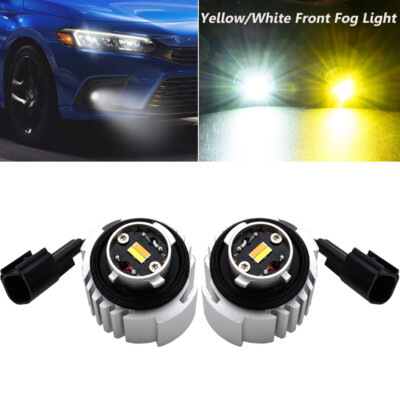 For Honda Civic Accord Ridgeline CR-V Yellow/White L1B LED Front Fog Light Bulbs