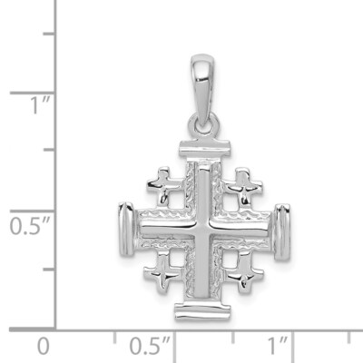 Pre-owned Skyjewelers Real 14kt White Gold Jerusalem Cross Pendant