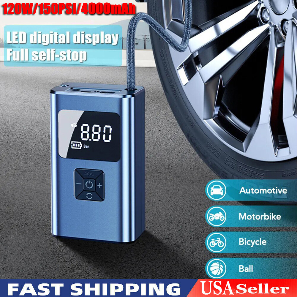 Tire Inflator Fits Car Moto Bike Tires Air Pump Cordless