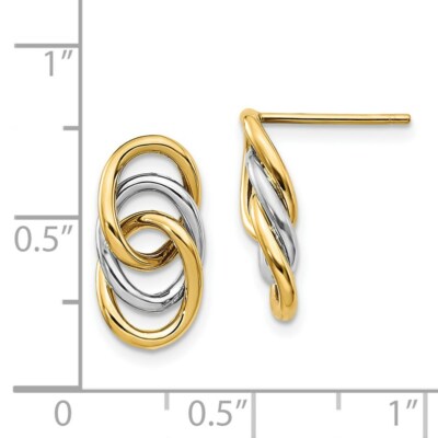 Pre-owned Superdealsforeverything Real 14kt Two-tone Polished Circles Post Earrings
