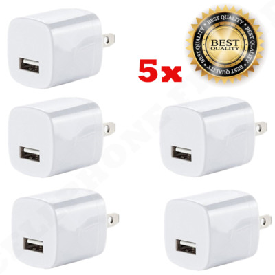 LOT Black White 1A USB Power Adapter AC Home Wall Charger US Plug FOR iPhone 5 6