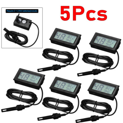 5 Pack Mini LCD Digital Hygrometer Thermometer Gauge with Probe Humidity Meter