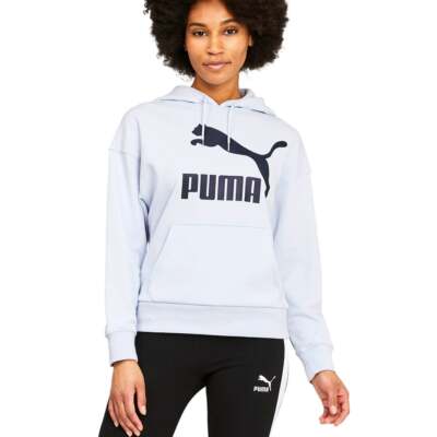 

Puma Classics Logo Pullover Hoodie Женская синяя повседневная верхняя одежда 531859-21, Синий