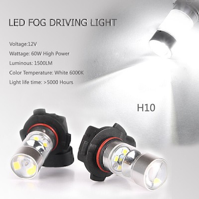 2PCS H10 60W 6000K LED Headlight Bulb Kit 60W High Beam White Light US Stock