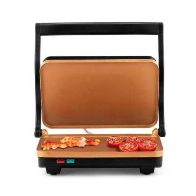 Griddle Panini Press Grill 2-Slice Non-Stick Electric 1000-Watt Floating Lid Red