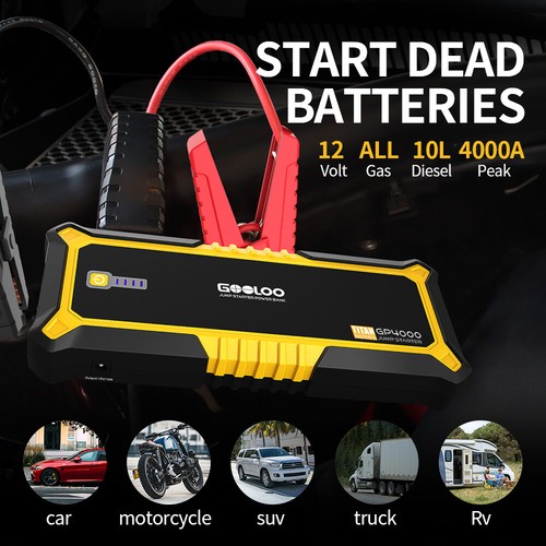 Gooloo Car Jump Starter 4000a Auto Battery Booster Portable 12v Lithium