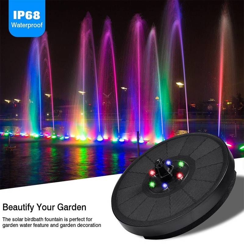 LED Lights Bird Bath Solar Outdoor Fountain Water Pump Garden
