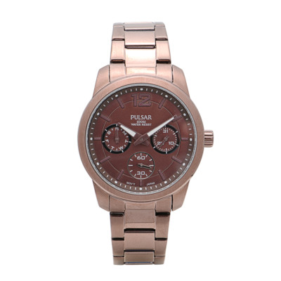 Pulsar Women's Chronograph Brown-Tone Steel Watch 36mm Quartz Retail: $165 NEW