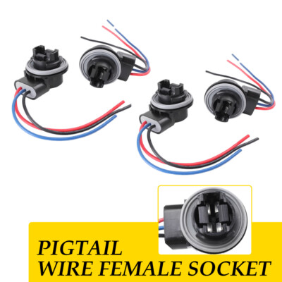 4Pcs 3157 Bulb Socket Brake Front Turn Signal Light Harness Wire Plug Connector