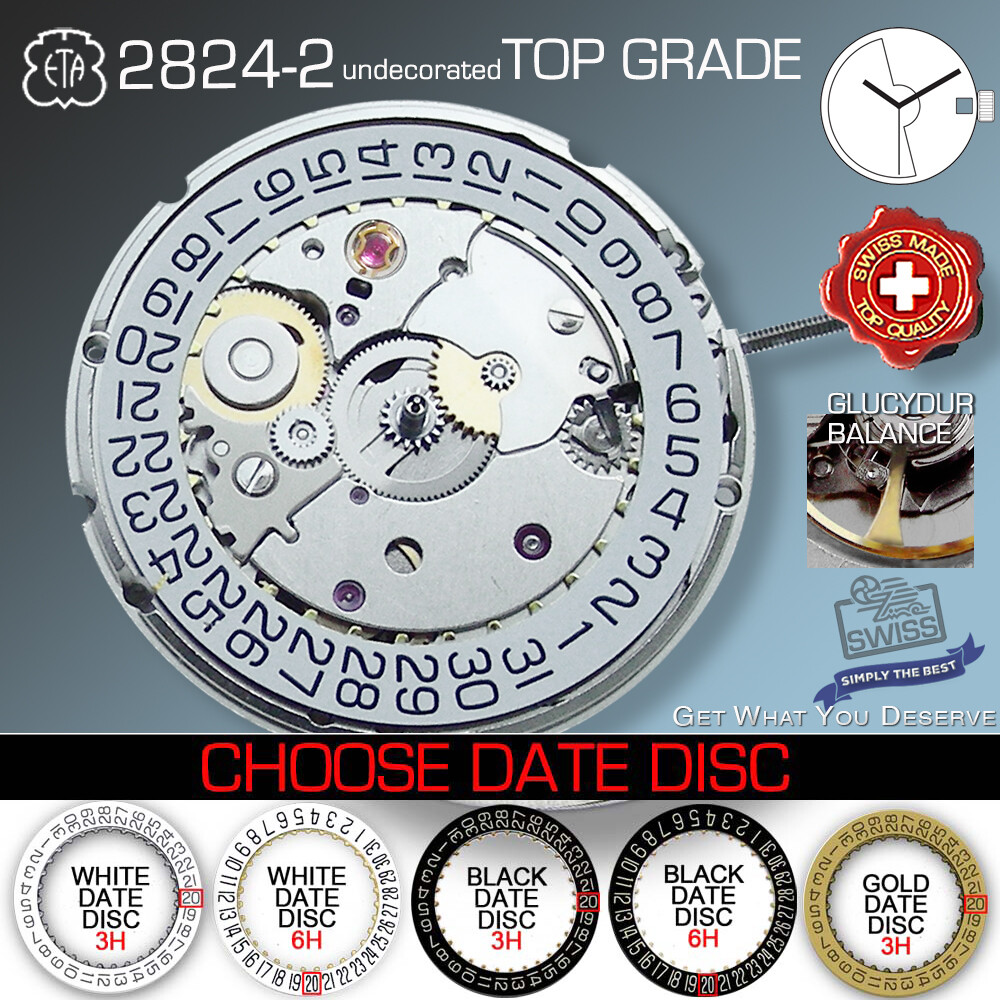 MOVEMENT AUTOMATIC ETA 2824-2 undecorated TOP GRADE, 5 DATE VARIATION SWISS MADE