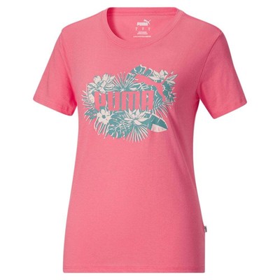 

Женские розовые повседневные топы Puma Ess Flower Power с круглым вырезом и короткими рукавами 678, Розовый