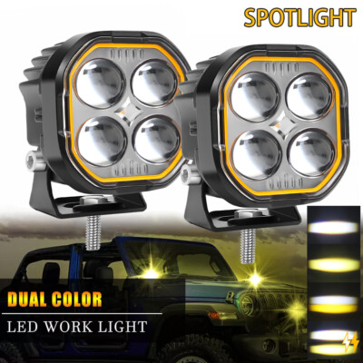 2x 2Inch 80W LED Cube Pods Amber Off Road Driving Lights Spot Work Light Bar Fog