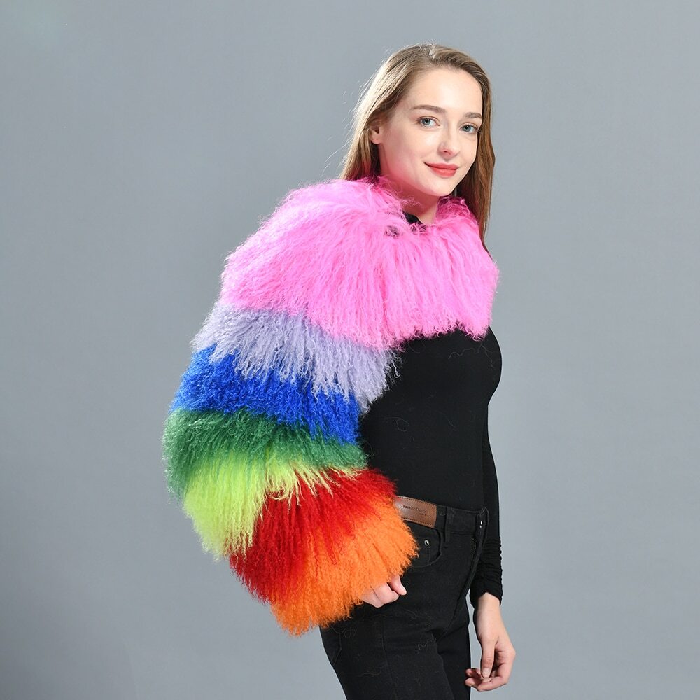 【THEAIRTOWN】sheep fur jaket_2colors 100%Real Mongolian Fur Sleeve Women Sheepskin Sheep FUR