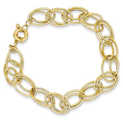 Pre-owned Superdealsforeverything Real 14kt Yellow Gold Fancy Oval Link Chain Bracelet; 7.5 Inch