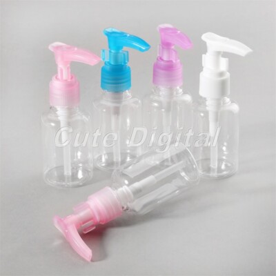 50ML Plastic Clear Empty Spray Bottle Travel Shampoo Lotion Container Pump 1 3 5