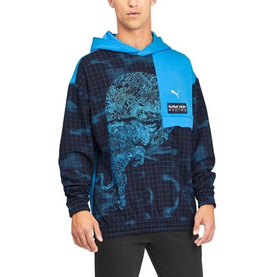 

Puma Rbr Aop Pullover Hoodie Mens Size  Повседневная спортивная верхняя одежда 763194-07, Синий, Puma Rbr Aop Pullover Hoodie