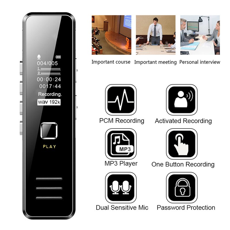 Digital Diktiergerät Tragbar Aufnahmegerät MP3 Audio Sound Voice Recorder 32GB A