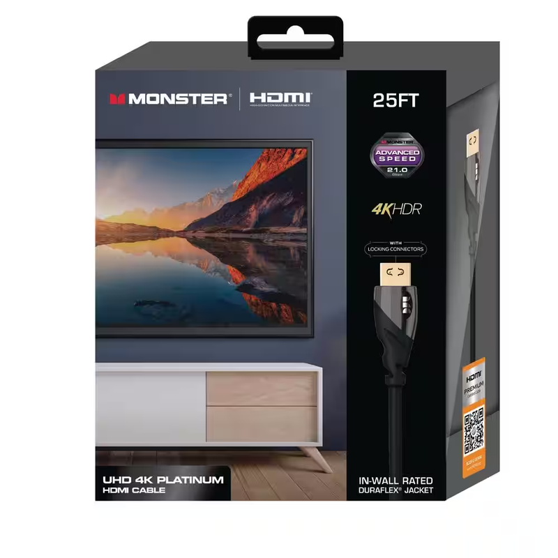 25 Ft. 4K UHD Platinum HDMI Cable, 60 Hz, 16 Bit, 21 GBPS, Supports OLED/QLED Tv
