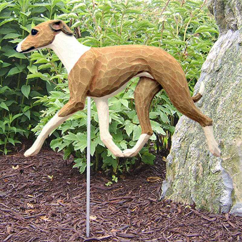 Italian Greyhound Outdoor Garden Sign Hand Painted Figure Fawn/White