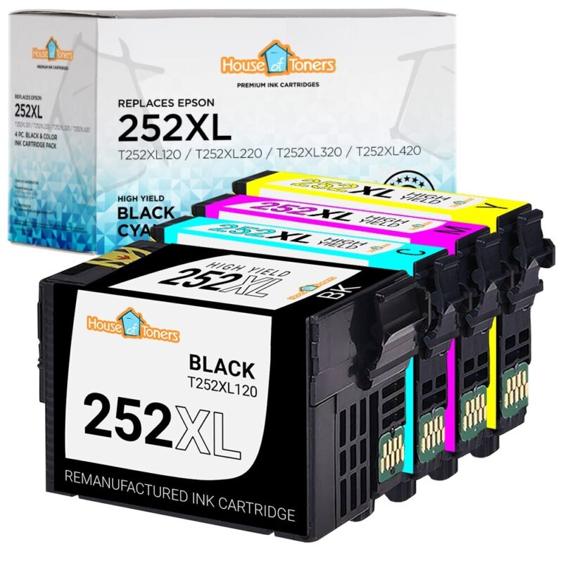252 Xl 252xl Replacement Epson Ink Cartridges For Workforce Wf-3620 Wf-3640