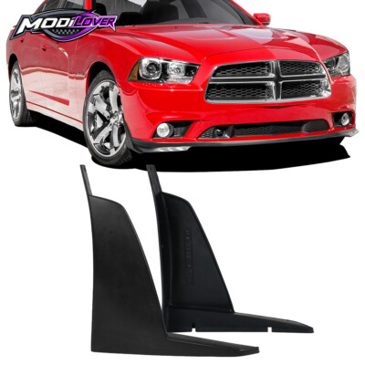 Fit 11-14 Charger RA Style Front Bumper Lip Kit Splitter Corner Winglet PU 2PC