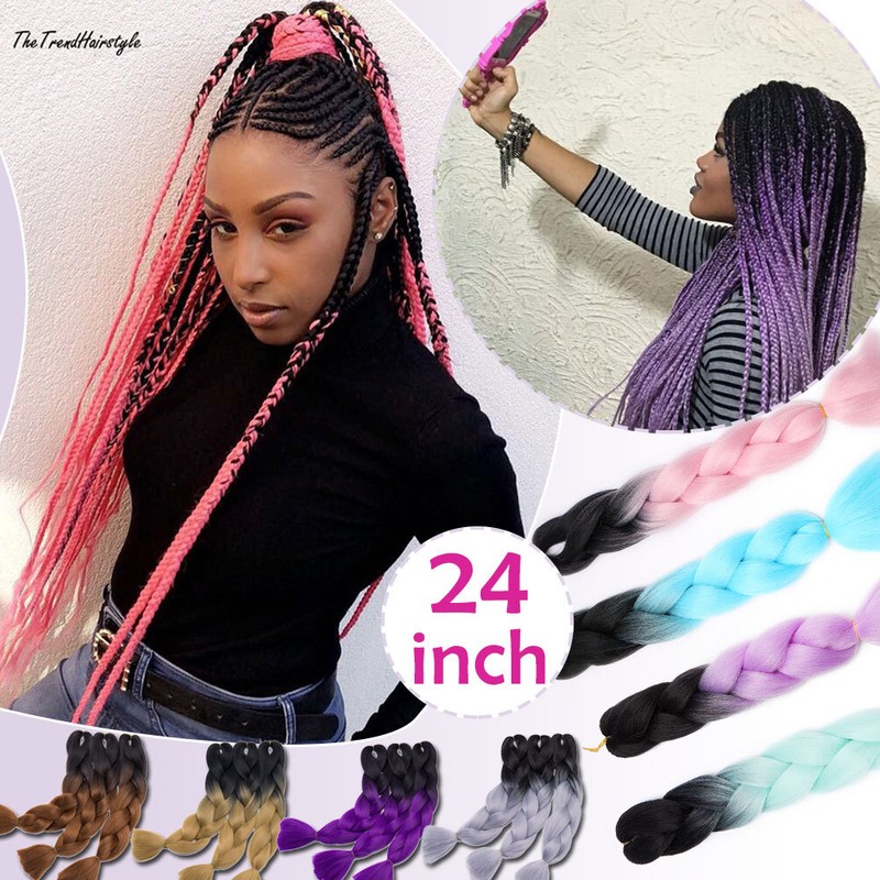 Ful Ombre Jumbo Hair Extensions Braiding Hair Box Braids Long Hairpiece 24