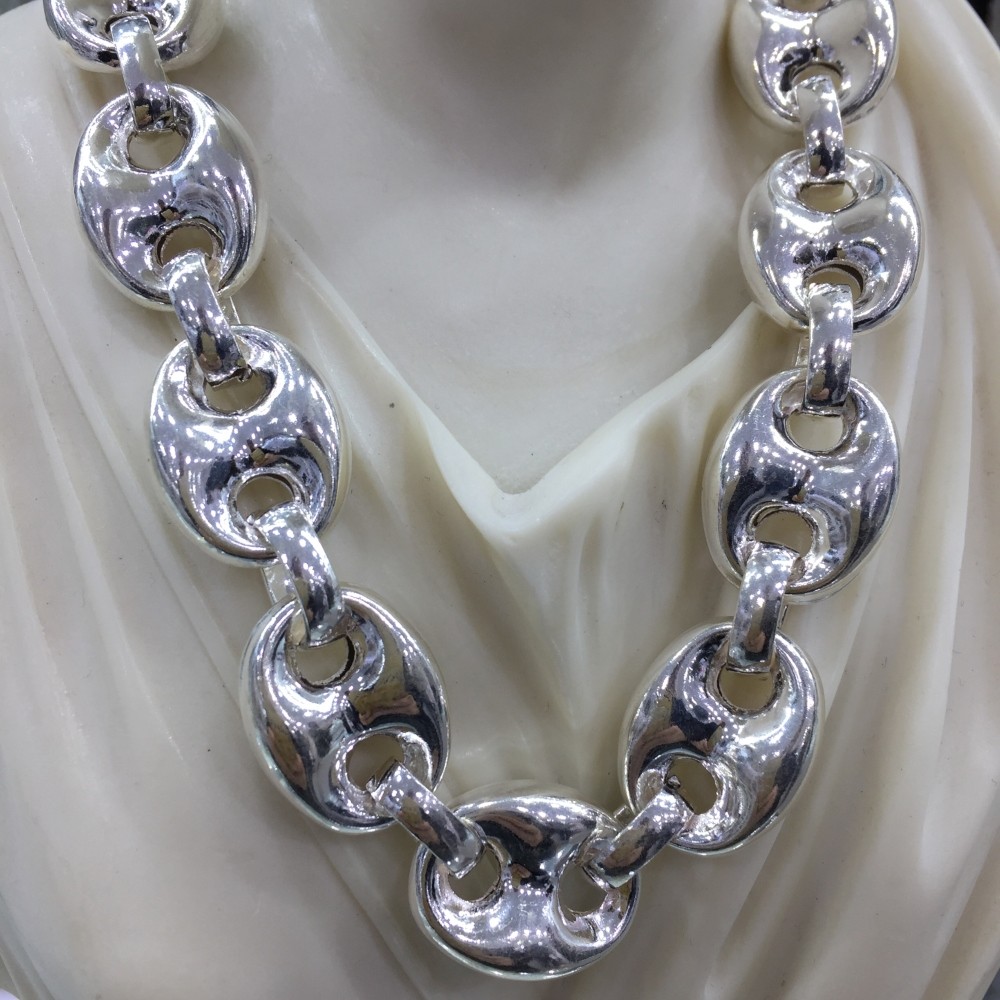 Pre-owned Handmade 17mm Mens Puffed Mariner Link Chain Necklaces 925 Sterling Silver 107gr 24 Inch