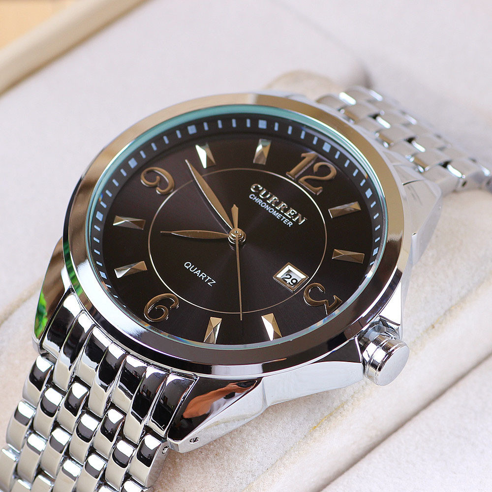 Orologio Da Polso Curren 8071 Uomo Analogico Quarzo Elegante Acciaio Data Ne lac