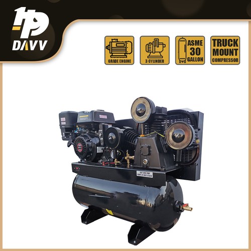 Gas Engine Piston Air Compressor 125PSI 13HP 44Cfm 3 Cylinder 30 Gallon 420CC