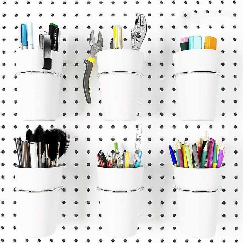 Set of 6 Pegboard Hooks and Pegboard Cups, round Storage Hanging Hooks, Display