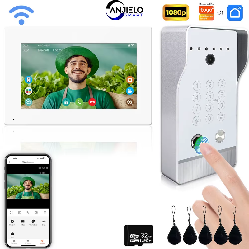 ANJIELO High Quality Large Size Doorbell Video Intercom System for Home Apartmen