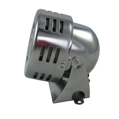 NEW CHROME 12V CIVIL AIR RAID ALARM HORN TORNADO ALARM MOTOR DRIVEN POLICE FIRE