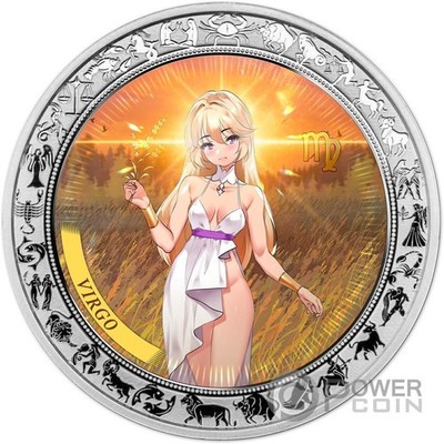 VIRGO Anime Zodiac 1 Oz Moneda Plata 5 Cedis Ghana 2025