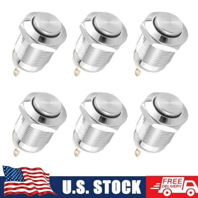 USA 12mm 2Pin Momentary Push Button Switch 12v Waterproof Power Push Button 6pcs