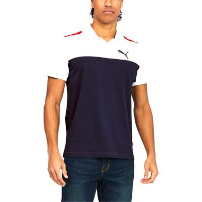 

Рубашка поло с коротким рукавом Puma Essentials+ Block мужская синяя повседневная 67055606, Синий, Puma Essentials+ Block Short Sleeve Polo Shirt