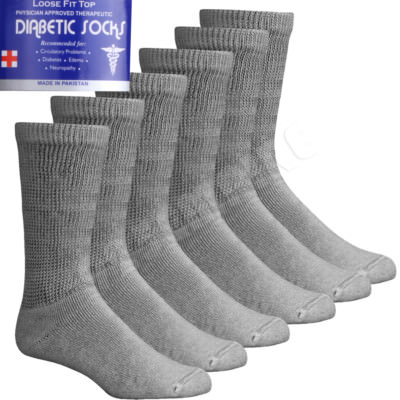 Lot Men's Gray Circulatory Diabetic Crew Socks 9-11,10-13,13-15