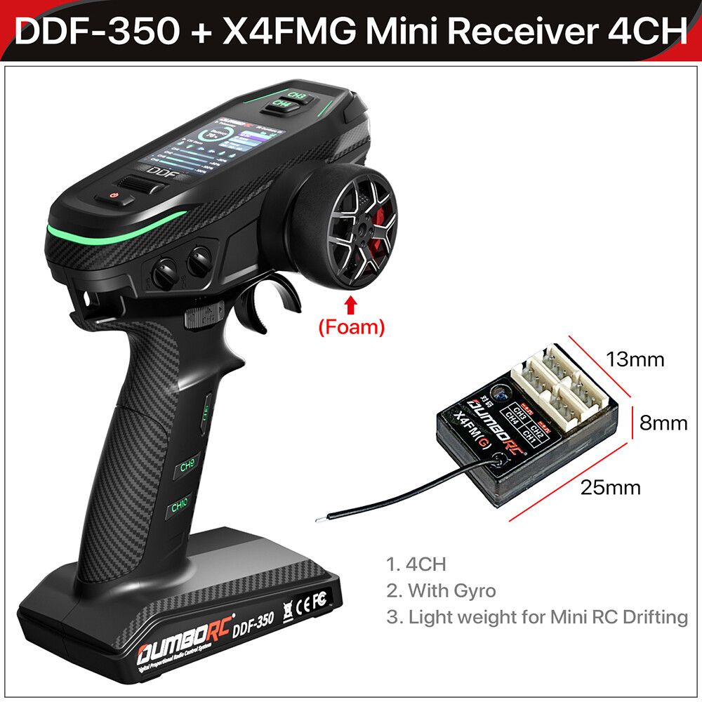 DUMBORC DDF-350 Transmitter w/ Receiver 2.4G 10CH for RC Car Boat Tank LCD FHSS