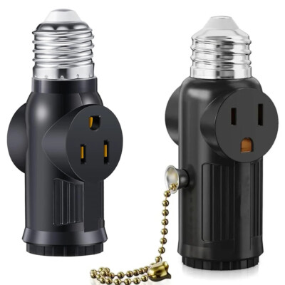 E26/E27 Light Socket to Plug Adapter 2/3 Prong Light Bulb Outlet Socket Adapter