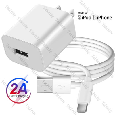 Fast Charger 5V 2A Power Adapter Block USB Cable For iPhone 14 13 12 11 8 7 6 X