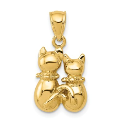 Pre-owned Superdealsforeverything Real 14kt Yellow Gold Cat Pendant